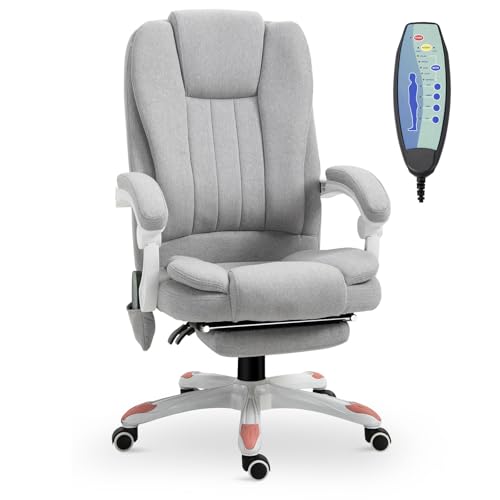 Vinsetto Massage Bürostuhl, Masage Sessel, Gaming Stuhl, Polyester, Schaumstoff, Nylon, Grau, 66 x 63 x 107-115 cm