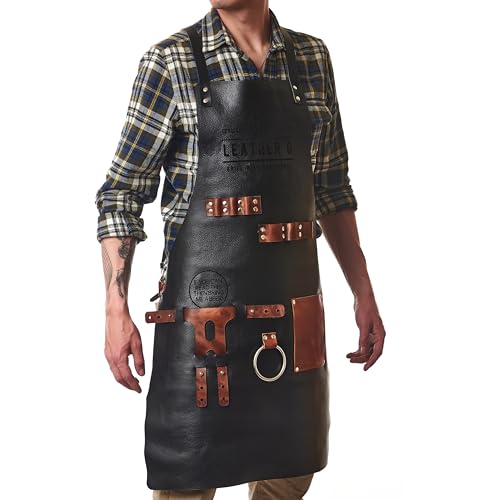 Leather G Grill Apron with Beer Holder