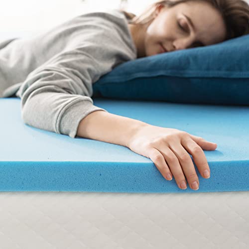 Image of Zinus Green Tea Cooling Gel Memory Foam Mattress Toppers, King, Blue (OLB-MGT-150K)