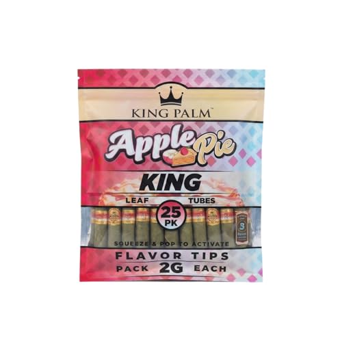 King Palm King Size Prerolled Cones - All Natural Preroll Palm Leaf Cone - Corn Husk Filter Tip - Organic Per Rolled Palm Leaf Wraps - 25 Cones per Pack - (1 Pack 25 Cones Apple Pie)
