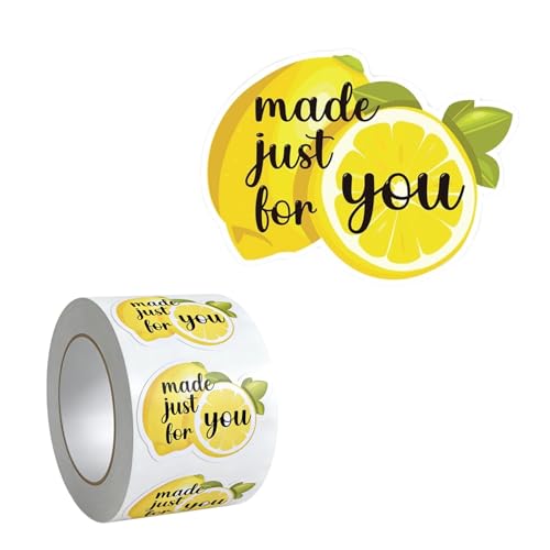 800 Pcs Lemonade Stand Stickers 2*1.5Made Just for You Lemon Labels Summer Cute Stickers for Cups Packaging Happy Mail Party Supplies Decorations Cute Lemon Labels for Kids Business