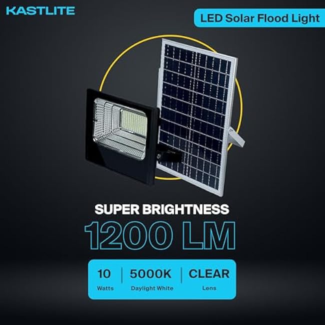 KastLite Solar Flood Light Fence/Security Floodlight Spotlight 10W 80 Watt Equiv. 5000K