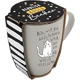 GRUSS & CO Kubek z motywem nikt biały | filiżanka z sentencją, porcelana New Bone China, 35 cl, z upominkową anolą do kąpieli | zabawny prezent, urodziny | 74208
