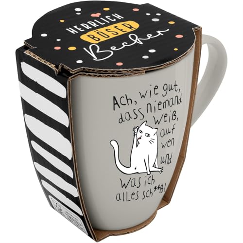 GRUSS & CO Kubek z motywem nikt biały | filiżanka z sentencją, porcelana New Bone China, 35 cl, z upominkową anolą do kąpieli | zabawny prezent, urodziny | 74208