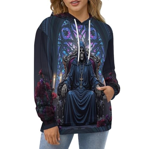 Vitrail médiéval noir pull ample d'exception au design gothique travaillé