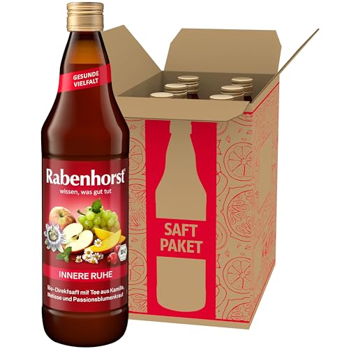 RABENHORST Innere Ruhe BIO, 6er Pack (6 x 700 ml) - Bio-Mehrfruchtsaft mit Kamillen-Melissen-Passionsblumenkrauttee