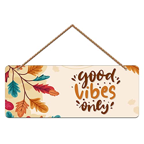 Artvibes Colgador de pared con cita de Good Vibes para el hogar, oficina, sala de estar, regalos, artículos decorativos de pared para dormitorio, colgante de puerta, decoración de pared MDF, arte