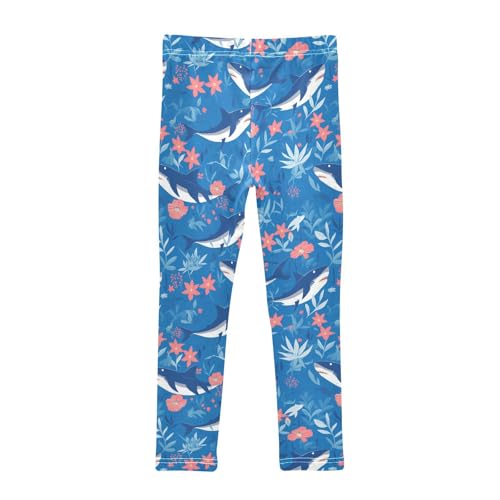 Shark Girls' Leggings Toddler Doodles Floral Kids Yoga Pants Dance Active Tights 4T2