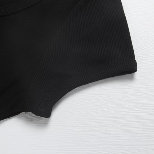 Artfish Women's Short Sleeve T-Shirts Form Fitting Ribbed Knit V Notch Scoop Neck Basic Crop Top4