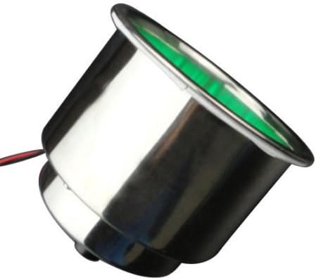 1PCS Stainless Steel Green 8 LED Cup Drink Holder Marine Boat Car Truck RV Well (4)