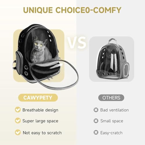 Image of Cat Backpack Carrier, Breathable Cat Carrier Pet Backpack for Kitty Small Dog Up to 15Lbs, Transparent & Foldable Pet Carrier for Travel Hiking (Black., M)
