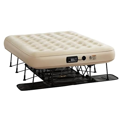 EZ Air Mattress Self-Inflating Air Bed with Built-in Frame, Pump and Wheeled Case (Queen) 1-Year Manufacturer Guarantee