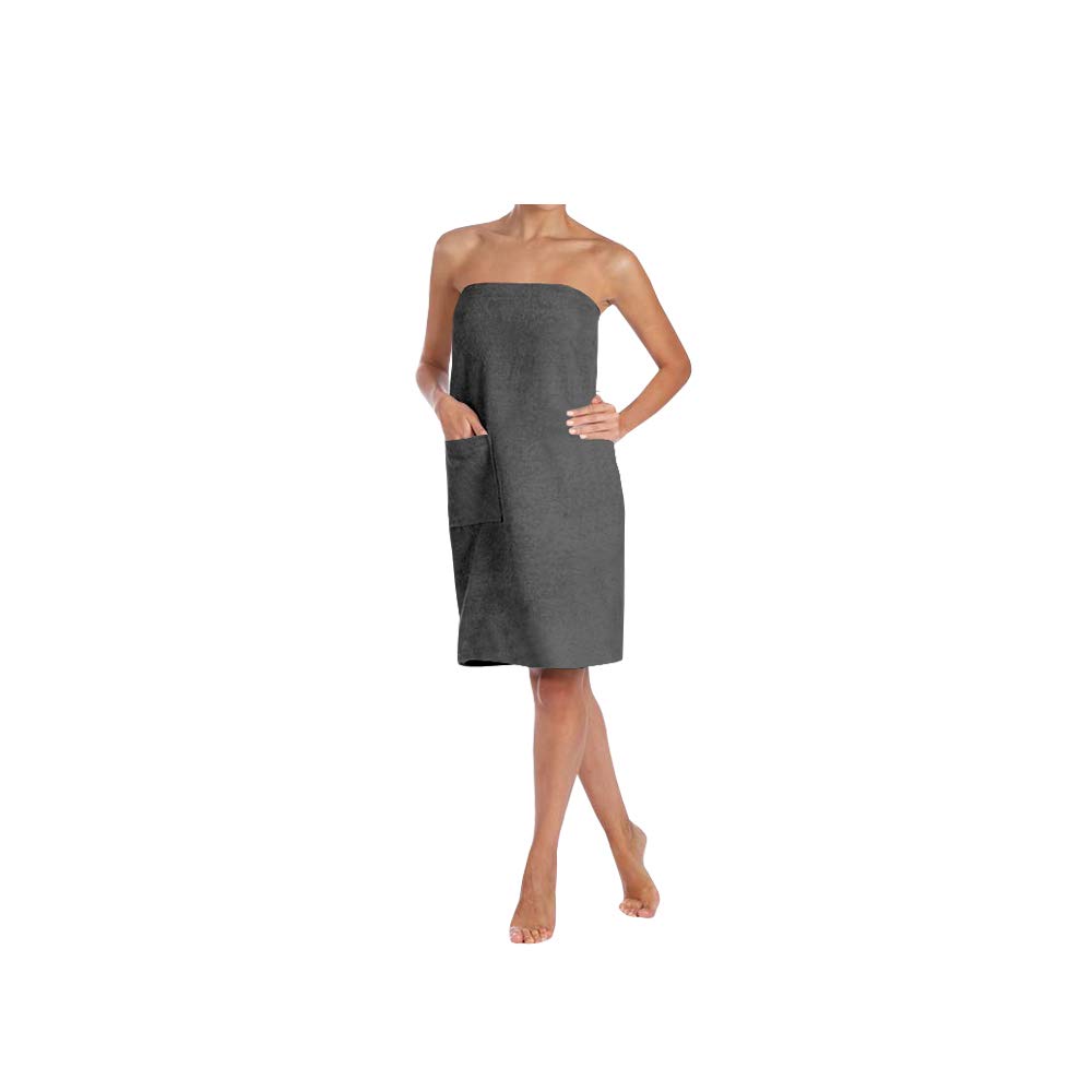 ARLI Saunakilt Damen + Herren Set Saunatuch Saunahandtuch Baumwolle Anthrazit Gummizug Tasche Klettverschluss praktisch individuell anpassbare Größe Sauna Sarong Kilt Wellness Hamam Mann Frau