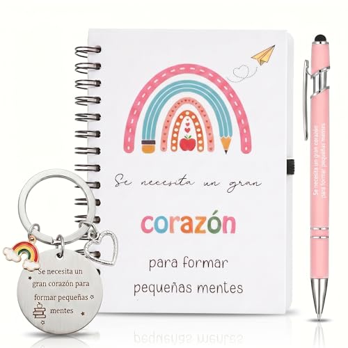 Presente professor, 3 peças presentes obrigado professor com caderno do professor, porta-chaves professor, canetas de professores, presente para professores, primário, presentes de fim de curso para