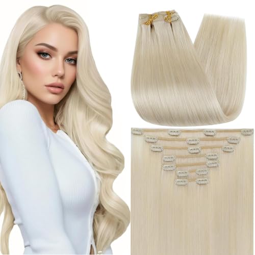 Full Shine Blonde Human Hair Clip in Extensions, 10 Inch 7 Pcs 95g