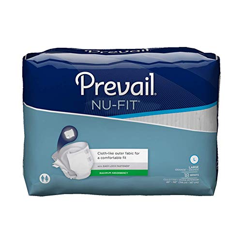 Prevail NU-FIT Adult Diaper Briefs, Maximum Absorbency, Large (45'-62'), NU-013/1 (Case of 72)