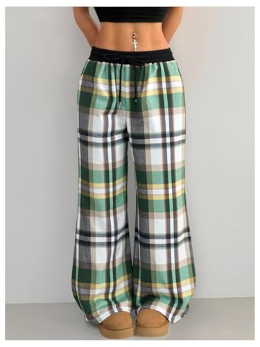Image of SOLY HUX Women's Plaid Checkered Pants Flannel Pajama Pants with Pockets