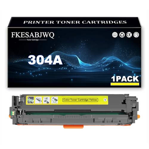 Cartucho Tóner 304A, Compatible Cartuchos Tóner CC530A CC531A CC532A CC533A para HP CP2020 CP2024 CP2025 CP2026 CP2027 CP2024n CP2025n CP2025x CP2026n CP2027n Impresoras,Yellow 1 Pack