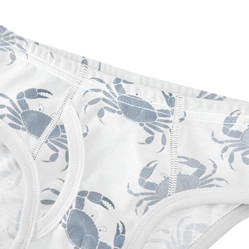 ALAZA Crab Gray White Boys' Briefs Soft Underwear Available in Sizes 2t-8y4