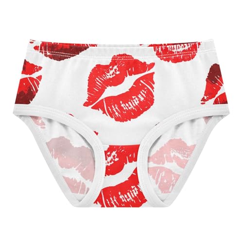 Designer Girls Underwear Toddler 2t Cotton Girl Panties Cute Red Kiss Marks White Underpants Briefs