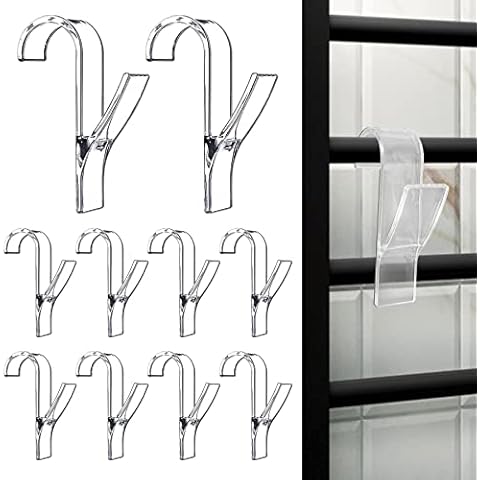 Transparent Radiator Hooks, 10 Pieces Transparent Towel Hangers, Towel Hooks Thermo Bathroom Furniture Great Accessories for Heating Heaters Cover