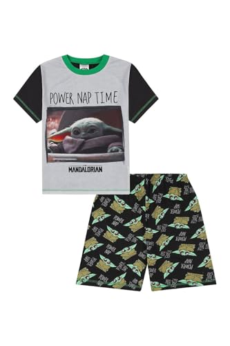 Disney Boys Star Wars Baby Yoda The Mandalorian Power Nap Short Pyjama Set (7-8 Years) Grey