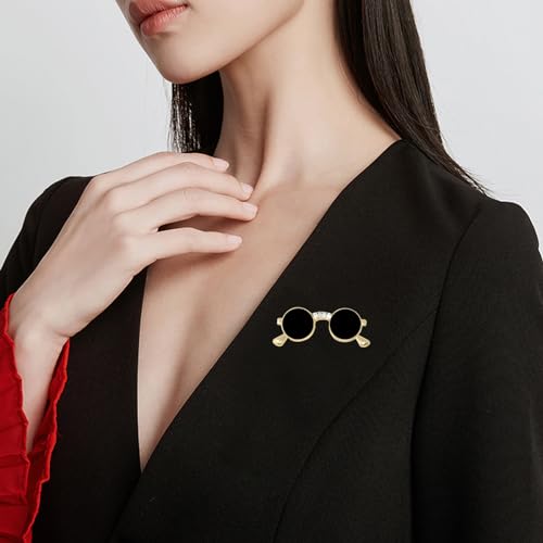 Image of yueton 1 Pack Creative Sunglasses Brooch Cute Suit Accessory Women Fashion Unique Glasses Pin Funny Gifts for Women Men
