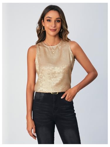 SOLY HUX Women's Metallic Tank Top Round Neck Sleeveless Casual Summer Tops3