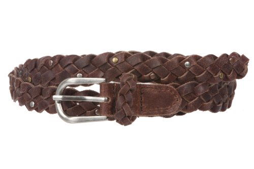 3/4" (18 mm) Braided Woven Skinny Leather Nailheads Belt2