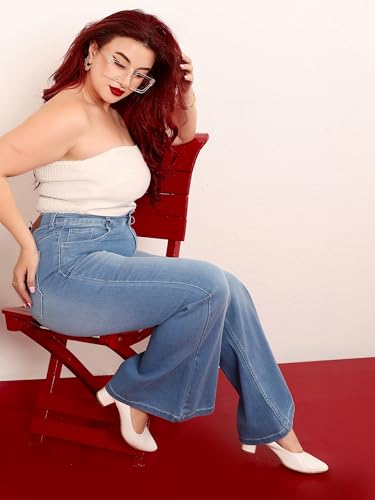 Image of Miss Chase A+ Women's Bootcut High Rise Regular Length Stretchable Denim Jeans