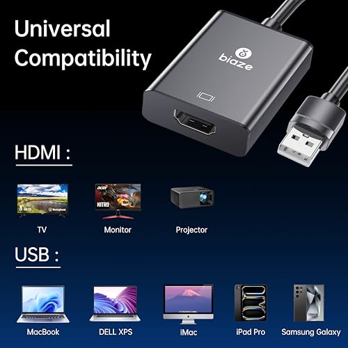 Conversor USB a HDMI compatible 4K, para laptops y monitores miniatura 2