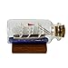 Produktbild Maritime Glasflasche mit innenliegendem Flaschenschiff auf Holzsockel, Farben rot-blau-weiss, Maße (H x B x T): 3 x 6,5 x 2,5 cm, im Geschenkkarton. Zur maritimen Dekoration und kleines Mitbringsel.