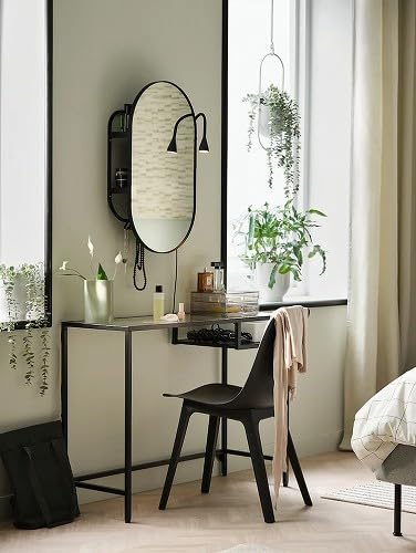 Amazon.co.jp: VITTSJO/ラップトップテーブル/ブラックブラウン/ガラス