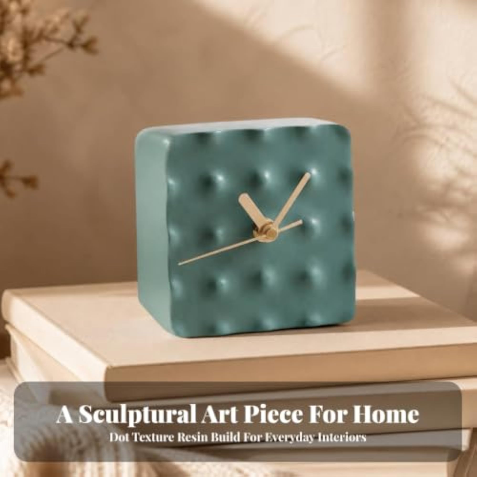 Modern Decorative Table Clock, Compact Geometric Square Design