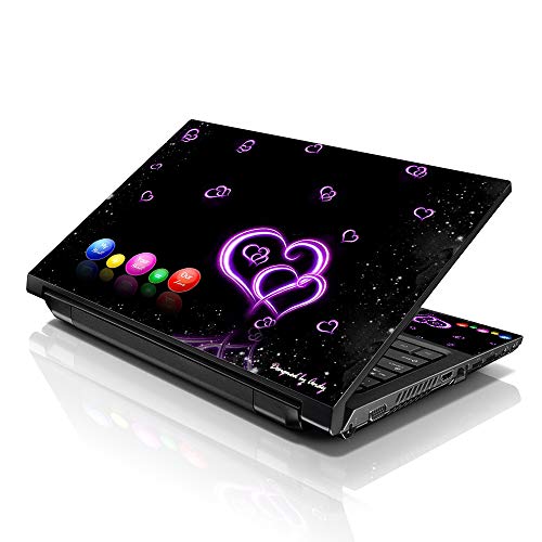Image of LSS 17 17.3 Inches Laptop Notebook Skin Sticker with 2 Wrist Pads - Reusable Cover Protector Vinyl Sticker Cover Decal Fits 17 inch - 19 inch - Hearts Pattern