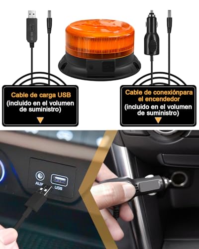 Luz de advertencia led bateria con 9 modos intermitentes e iman de 12V para remolque 5
