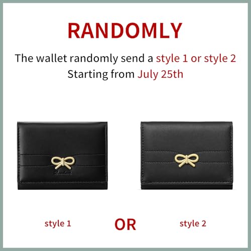Image of RNIEGA Small Wallets Girls Cute Coquette Bow Wallet Women Aesthetic Credit Card Holder with ID Window, Black