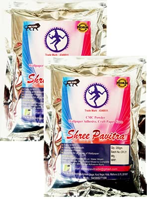 CMC Gum Powder Wallpaper Adhesive All Purpose Modified Starch Based Flakes-Pack of 2 (400 Grams) (B09H65TBT1) Amazon Price History, Amazon Price Tracker
