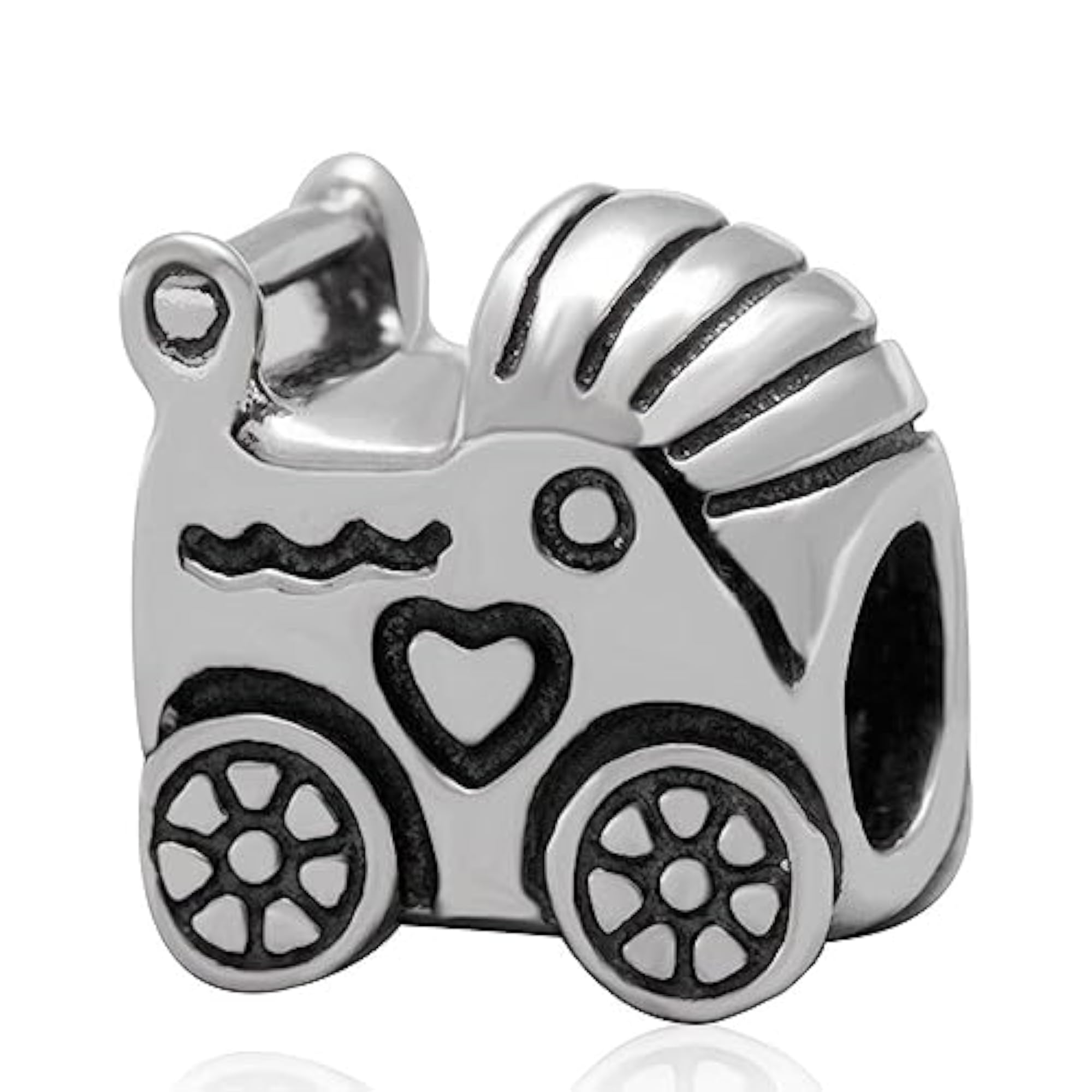 Baby Footprint Birthstone Charm, 925 Sterling Silver