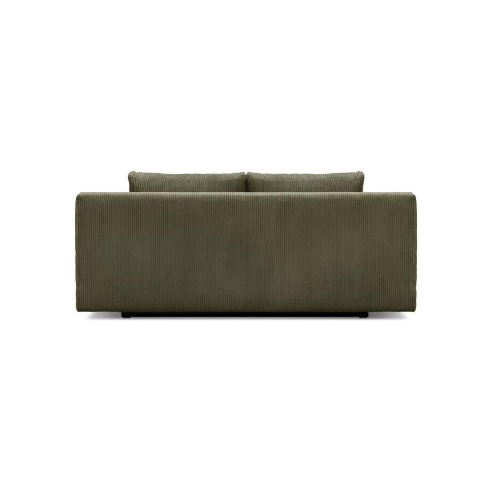 MIKA Banquette Convertible 3 Places Velours côtelé Vert Kaki - Coffre de Rangement - L 192 x H 84 x P 93 cm