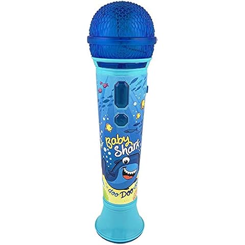 KIDdesigns Baby Shark Karaoke Sing Along Microphone for Kids, Built in Music, Flashing Lights, Pretend Mic, Toys for Kids Karaoke Machine, Connects MP3 Player Aux in Audio Device Cover