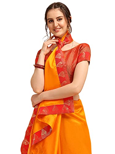 EthnicJunction Women's Silk Blend Printed Saree With Blouse Piece