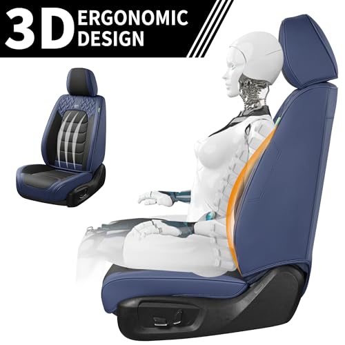 Image of FLORICH Car Seat Covers, Leather Seat Covers, Front Seat Covers 2PCS,Waterproof Car Seat Protector, Auto Driver Seat Covers Accessories Fit for Most SUV Trucks(Blue&Black, Front Pair)