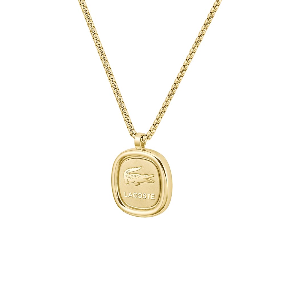 Lacoste Collier pour Homme Collection VIGOR en Acier inoxidable et Couleur Or Jaune