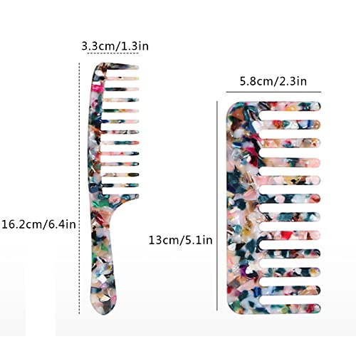 Zhailyn Wide Tooth Comb,Tortoise Wide Comb,Cellulose Acetate Round Tooth Comb For Wet Hair French Hair Tangle Comb Anti-Static Anti-Knot For Long, Short Hair, Curly And Straight Hair (2 Pcs) #TOP2