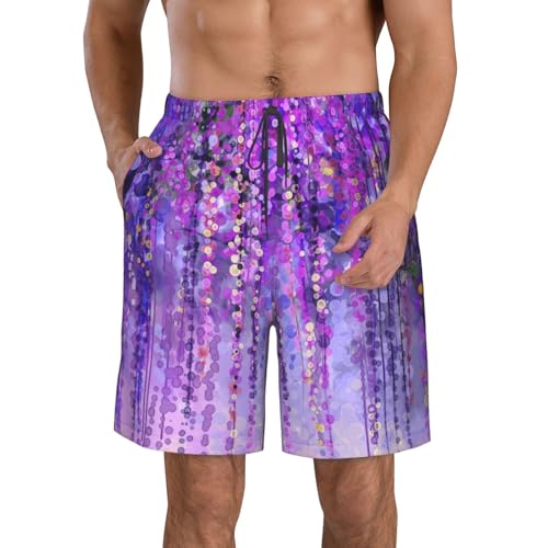 Floral Tree Print Mens Casual Shorts Drawstring Summer Beach Stretch Shorts Novelty Swimtrunks