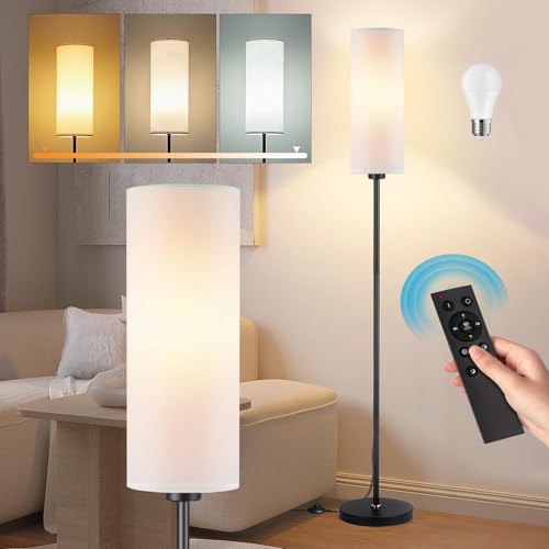 Lampadaire salon LED avec télécommande et ampoule 9W réglable blanche