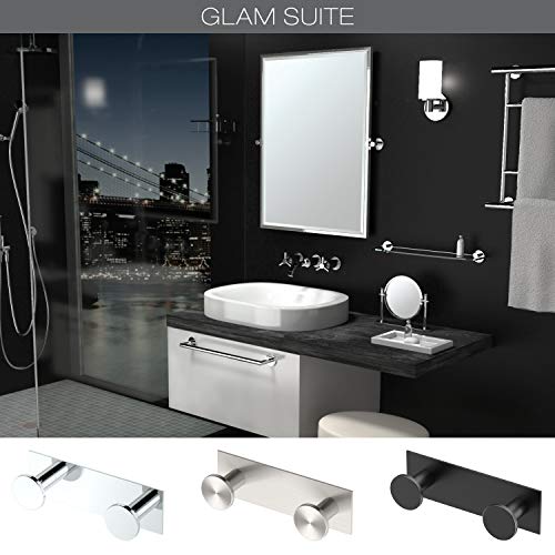 Gatco 1284SN Modern Glam Double Hook, Satin Nickel/Wall Mounted Two Hooks with 6.50\" Mounting Base - Thumbnail 4