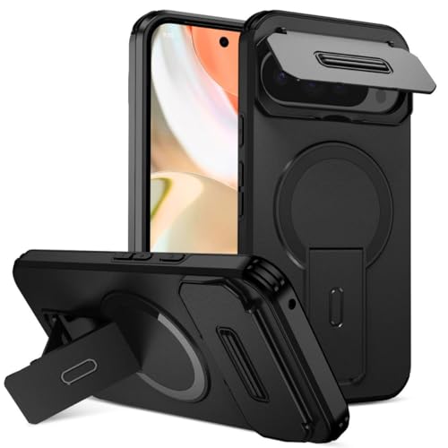 Image of ShieldTech MagStand Series Case for Google Pixel 10 Pro XL | Mobile Cover with Flip-up Camera Cover, MagSafe, Kickstand, Shockproof for Google Pixel 10 Pro XL - Black