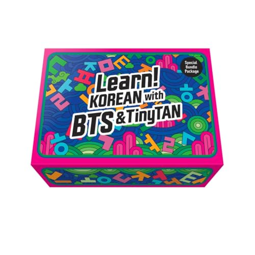 Learn! Korean with BTS (New Cover) & TinyTAN with MotiPen – 2 Complete Sets Bundle, Official BTS Merch, Army Gift, K-Pop Korean Study Kit & Collectible
